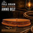 Hulara Full Grain Buff Leather Ammo Belt 22 Cartridge Belt Western Ammo Case Bullet Ammo Loops for Men