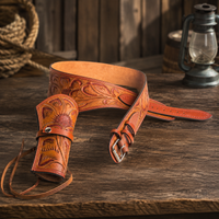 Hulara Leather Western Gun Holster Belt Full Grain Buff  Heritage Rough Rider Gun Belt Cowboy Holster Ruger Wrangler Holster|Revolver Holster with Belt  Available in 22/38/44 Caliber