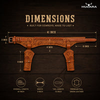 Hulara Leather Western Gun Holster Belt Full Grain Buff  Heritage Rough Rider Gun Belt Cowboy Holster Ruger Wrangler Holster|Revolver Holster with Belt  Available in 22/38/44 Caliber