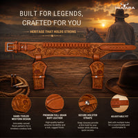 Hulara Leather Western Gun Holster Belt Full Grain Buff  Heritage Rough Rider Gun Belt Cowboy Holster Ruger Wrangler Holster|Revolver Holster with Belt  Available in 22/38/44 Caliber