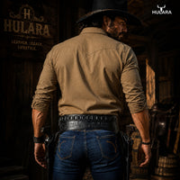Hulara Western Gun Belt with Holsters for Heritage Rough Rider| Cowboy Holster Belt|Revolver Holster with Belt Full Grain Buff Leather Available in .22/.38/.44 Calibers