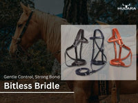 Wonder Care Genuine English Leather Crossover Crossunder Bitless Bridle for Horse Headstall with Reins - 3
