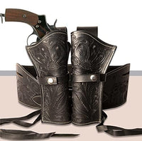 Hulara Full Grain Buff Leather 22 Caliber Western Holster for Heritage Rough Rider, Gun Belt, Cowboy, Wrangler, 22 Revolver (Black Right Side, Size-2(38-40 Inch)) - 12