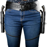 Hulara Full Grain Buff Leather 22 Caliber Western Holster for Heritage Rough Rider, Gun Belt, Cowboy, Wrangler, 22 Revolver (Black Right Side, Size-2(38-40 Inch)) - 13