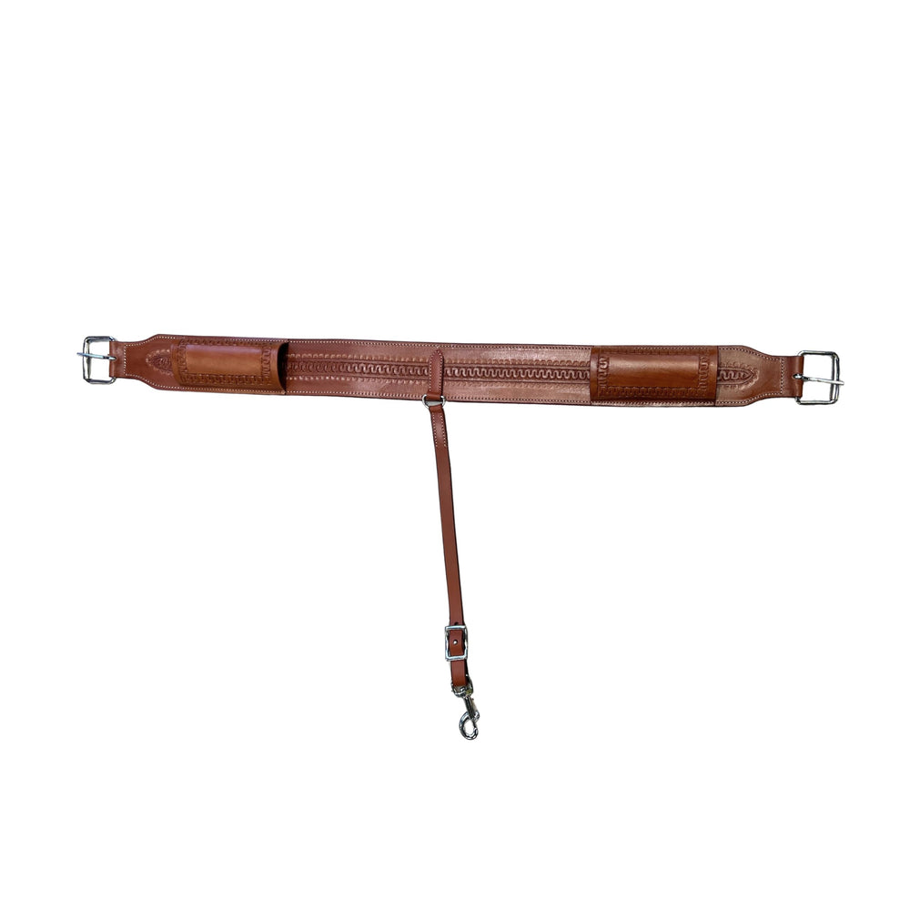 Hulara Western Carved Leather Rear Flank Back Saddle Girth Cinch Belt with Bucking Strap Comfytack |Premium Flank Cinch Belt Leather Horse Girth, Brown