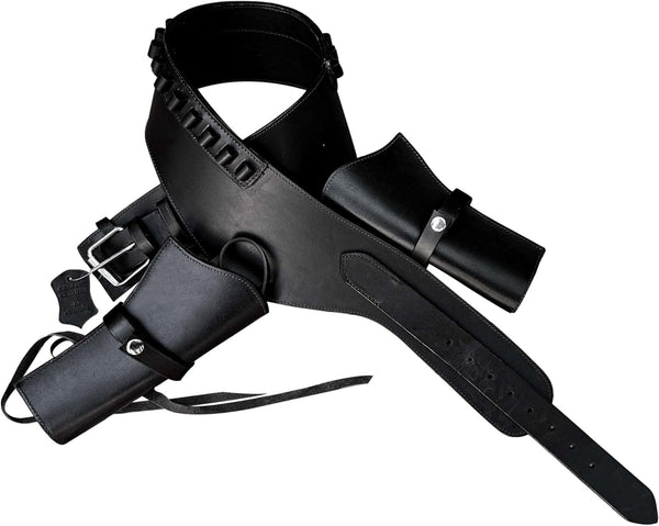 Hulara Genuine Leather Western Gun Belt Concealed Carry Gun Holster Belt for Men Women Cowboy Costume Revolver Holster Pistol Tactical Hoslter .38/.357 Cal Revolver Holster