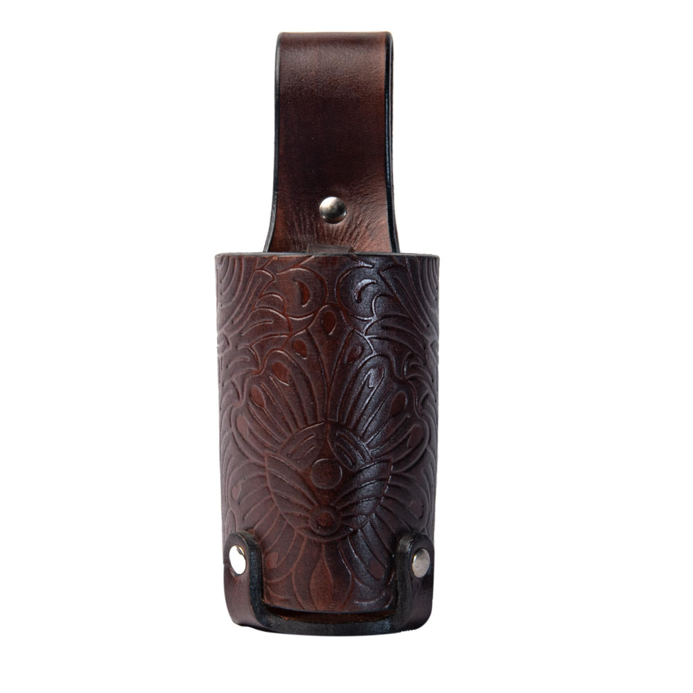 Hulara Beer Holder Full Grain Buff Leather Beer Holster Bottle Holster for Men Cowboy for Travel/Outdoor Beer Bottle Holder Belt Buckle