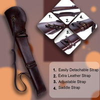 Hulara Real Leather Rifle Scabbard for Lever Action Rifle Case Shotgun Scabbard Carved Saddle Scabbard For Henry Big Boy Rifle With Padded Interior Protection (Brown_2, Solid) - 4