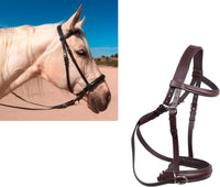 Wonder Care Genuine English Leather Crossover Crossunder Bitless Bridle for Horse Headstall with Reins - 8