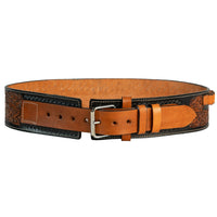 Hulara Full Grain Buff Leather Gun Belt - 22 Cartridge Western Costume Bullet Belt for Men (Two-tone - 2