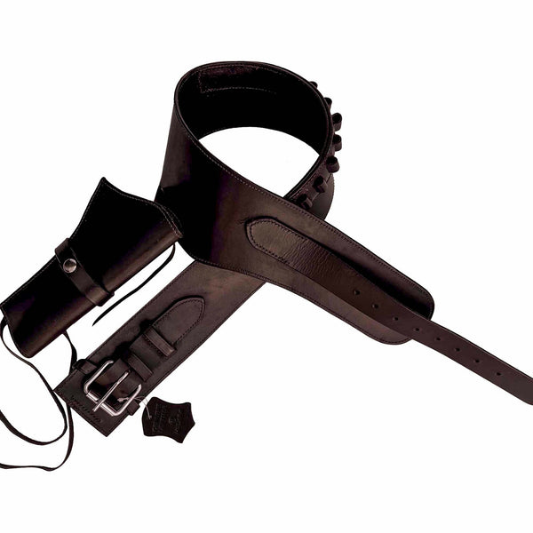 Hulara Full Grain DD Harness Buff Leather Western Gun Holster for Men - Heritage Rough Rider 357 Magnum Cowboy Gun Belt and Holster for .38/.357 Cal Revolver