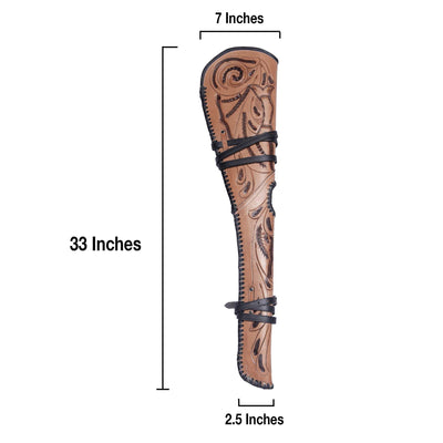 Hulara_ Western Genuine Leather Rifle Scabbard Hand Tooled Gun Case Shotgun Barrel Sleeve Hardcase Saddle