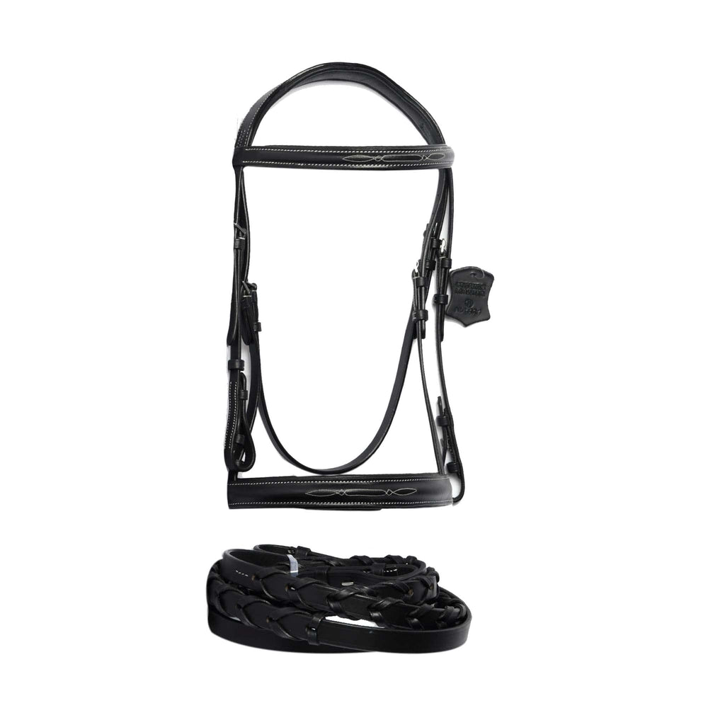 Wonder Care Top Grain Cowhide Leather English Bridle Snaffle Horse Bridle Noseband with Browband Horse Bit Bridle with Reins Bridles for Horses