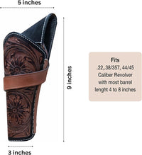 Hulara Genuine Leather Cross Draw Holster Gun Holder 22 .38/357 .44/45 Cal Revolver Western Rough Ri - 12