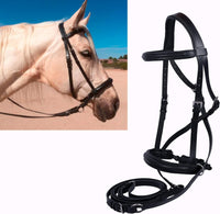 Wonder Care Genuine English Leather Crossover Crossunder Bitless Bridle for Horse Headstall with Reins - 9