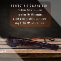 Hulara Real Leather Rifle Scabbard for Lever Action Rifle Case Shotgun Scabbard Carved Saddle Scabbard For Henry Big Boy Rifle With Padded Interior Protection (Brown_2, Solid) - 5