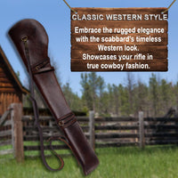 Hulara Real Leather Rifle Scabbard for Lever Action Rifle Case Shotgun Scabbard Carved Saddle Scabbard For Henry Big Boy Rifle With Padded Interior Protection (Brown_2, Solid) - 3