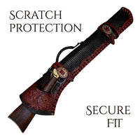 Hulara 35 Inch Black Basket Weave Leather Rifle Scabbard | Western Hand-Tooled Gun Case | Fits Winchester 1894 Marlin 336 1895 Henry Long Ranger 16-26 Inch Barrel | Saddle ATV Rifle Cases - 5