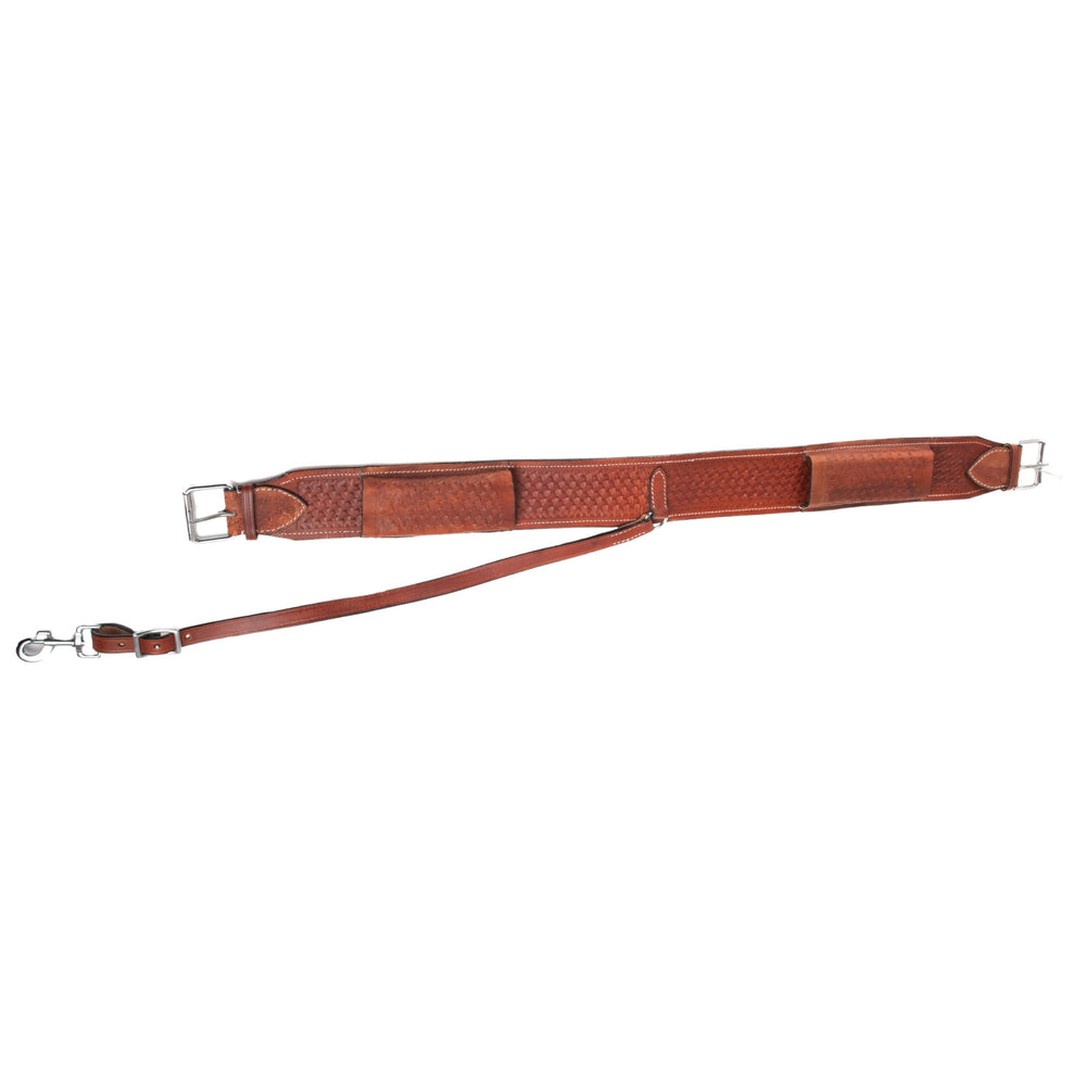 Hulara Western Carved Leather Rear Flank Back Saddle Girth Cinch Belt with Bucking Strap Comfytack |Premium Flank Cinch Belt Leather Horse Girth, Brown