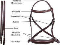 Wonder Care Genuine English Leather Crossover Crossunder Bitless Bridle for Horse Headstall with Reins - 6