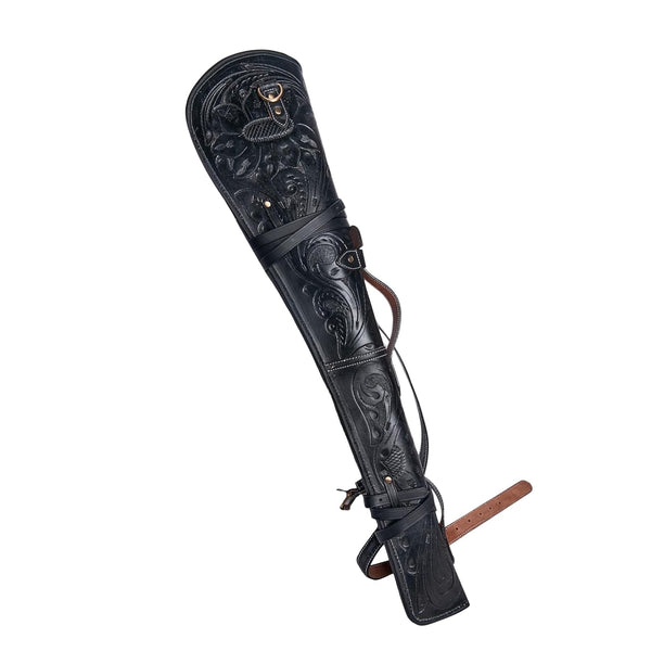 Hulara Rifle Case Western Scabbard fits 16 to 20 Inch Barrel Length Lever Action Genuine Handcraft Leather Rifle Shotgun Sheath Winchester Case for Wild Bunch Shooting [Black].