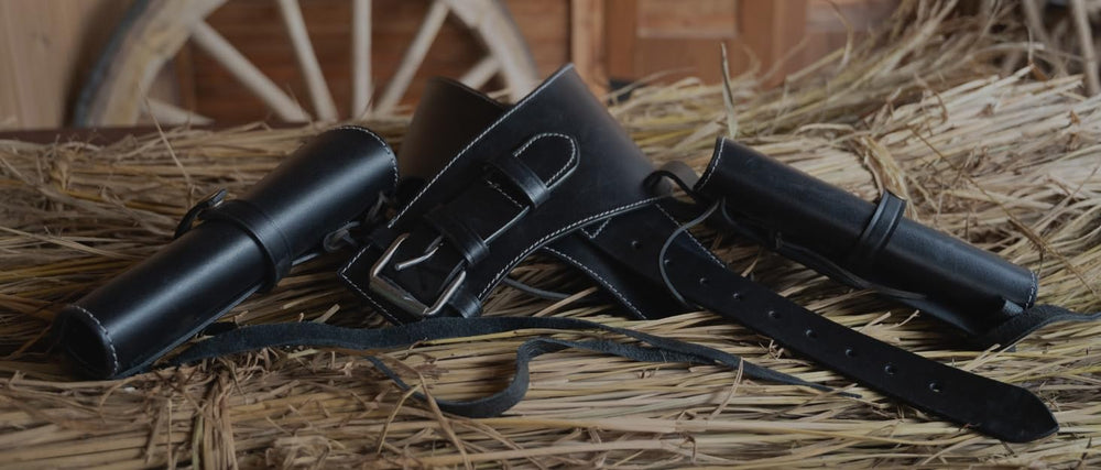 Hulara Full Grain Leather Western Gun Belt and Holster for Heritage Rough Rider .22 Cal Cowboy Hand Leather Gun Belt for Men 