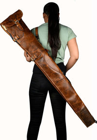 Hulara Cowhide Leather Rifle Sling 48-50 Inch Gun Cases for Rifles Slip Bag Shotgun Case With Should - 2