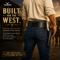 Hulara Western Gun Belt with Holsters for Heritage Rough Rider| Cowboy Holster Belt|Revolver Holster with Belt Full Grain Buff Leather Available in .22/.38/.44 Calibers