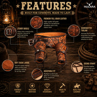 Hulara .22/.38/.44 Caliber Western Gun Holster Belts | Heritage Rough Rider | Cowboy Gun Belt | Ruger Wrangler Revolver Holster With Cartidge Belt  Full Grain DD Harness Buff Leather in Antique Brown Colour