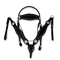 Hulara Top Grain Buff Leather Western Bridle and Breast Collar Set Tooled Headstall and Horse Breastcollar Western Tack Set Horse Breast Collar Western Bridle Sets Horse Headstall and Breast Collar