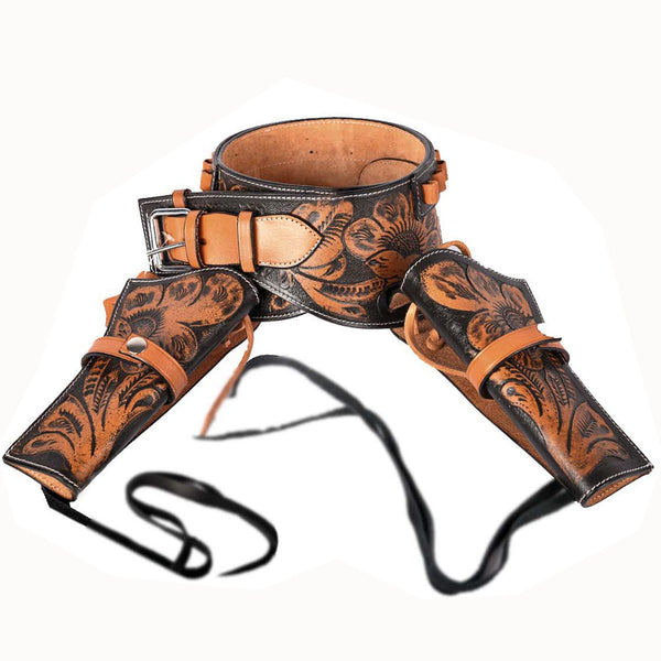 Hulara Genuine Leather Western Gun Belt Concealed Carry Gun Holster Belt for Men Women Cowboy Costume Revolver Holster Pistol Tactical Hoslter