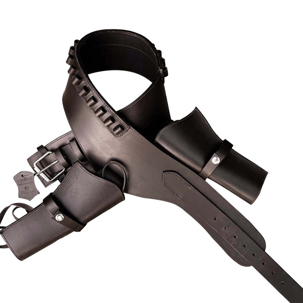 Hulara Full Grain DD Harness Buff Leather Western Gun Holster for Men - Heritage Rough Rider 357 Magnum Cowboy Gun Belt and Holster for .38/.357 Cal Revolver