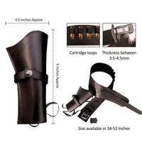 Hulara Full Grain DD Harness Buff Leather Western Gun Holster for Men - Heritage Rough Rider 357 Magnum Cowboy Gun Belt and Holster for .38/.357 Cal Revolver - 6
