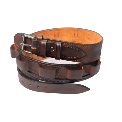 Hulara Western Leather Cartridge Belt - Cowboy Shotgun Bandolier for 12 Gauge Shell Bullet (Size 1)
