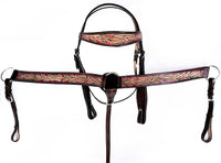 Hulara Top Grain Buff Leather Western Bridle and Breast Collar Set Tooled Headstall and Horse Breastcollar Western Tack Set Horse Breast Collar Western Bridle Sets Horse Headstall and Breast Collar
