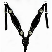 Hulara Top Grain Buff Leather Western Bridle and Breast Collar Set Tooled Headstall and Horse Breastcollar Western Tack Set Horse Breast Collar Western Bridle Sets Horse Headstall and Breast Collar - 3