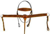 Hulara Top Grain Buff Leather Western Bridle and Breast Collar Set Tooled Headstall and Horse Breastcollar Western Tack Set Horse Breast Collar Western Bridle Sets Horse Headstall and Breast Collar