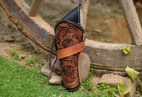 Hulara Genuine Leather Cross Draw Holster Gun Holder 22 .38/357 .44/45 Cal Revolver Western Rough Ri - 5