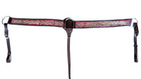 Hulara Top Grain Buff Leather Western Bridle and Breast Collar Set Tooled Headstall and Horse Breastcollar Western Tack Set Horse Breast Collar Western Bridle Sets Horse Headstall and Breast Collar - 3