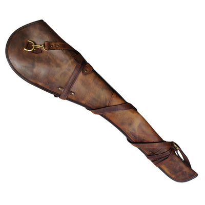 Hulara 35 Inch Plain Brown Leather Rifle Scabbard | Handmade Western Gun Case | Fits Winchester 1894 Marlin 336 Henry Big Boy Rossi R92 16-24 Inch Barrel | Full Grain Buffalo Leather Rifle Case