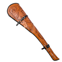 Hulara_ Western Genuine Leather Rifle Scabbard Hand Tooled Gun Case Shotgun Barrel Sleeve Hardcase Saddle… (Brown) - 7