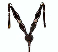 Hulara Top Grain Buff Leather Western Bridle and Breast Collar Set Tooled Headstall and Horse Breastcollar Western Tack Set Horse Breast Collar Western Bridle Sets Horse Headstall and Breast Collar - 3