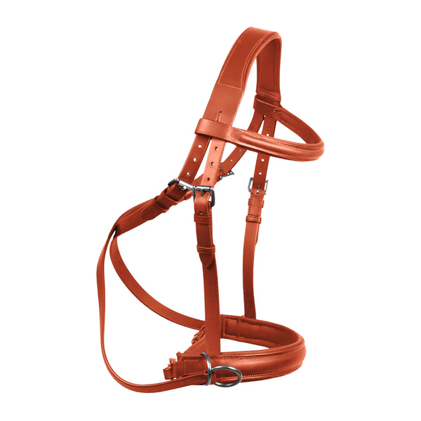 Wonder Care Genuine English Leather Crossover Crossunder Bitless Bridle for Horse Headstall with Reins
