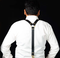 Hulara Full Grain Buff Leather Suspenders For Men/Women Adjustable Back Y Design Dress Suspenders For Men Brown Leather Suspenders For Men/Grooms/Wedding/Gift Mens Suspenders - 5