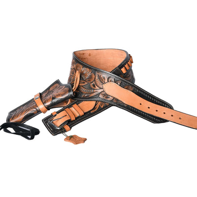 Hulara Western Gun Holster Belt Full Grain DD Harness Buff Cowboy Gun Belt With Holster for Men .38/.357 Cal