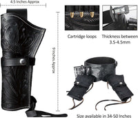 Hulara Full Grain Buff Leather 22 Caliber Western Holster for Heritage Rough Rider, Gun Belt, Cowboy, Wrangler, 22 Revolver (Black Right Side, Size-2(38-40 Inch)) - 18