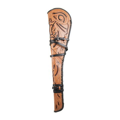 Hulara_ Western Genuine Leather Rifle Scabbard Hand Tooled Gun Case Shotgun Barrel Sleeve Hardcase Saddle… (Brown)