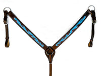 Hulara Top Grain Buff Leather Western Bridle and Breast Collar Set Tooled Headstall and Horse Breastcollar Western Tack Set Horse Breast Collar Western Bridle Sets Horse Headstall and Breast Collar - 3