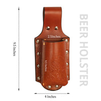 Hulara Beer Holder Full Grain Buff Leather Beer Holster Bottle Holster for Men Cowboy for Travel/Outdoor Beer Bottle Holder Belt Buckle - 2