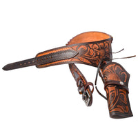 Hulara Full Grain DD Harness Buff Leather Western Gun Holster Belt for Men Heritage Rough Rider 357 Magnum Holster Cowboy Gun Belt and Holster 38 Cal Left Handed Revolver Holster